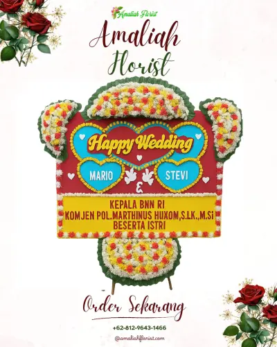 Karangan Papan Bunga Pernikahan di Lempake